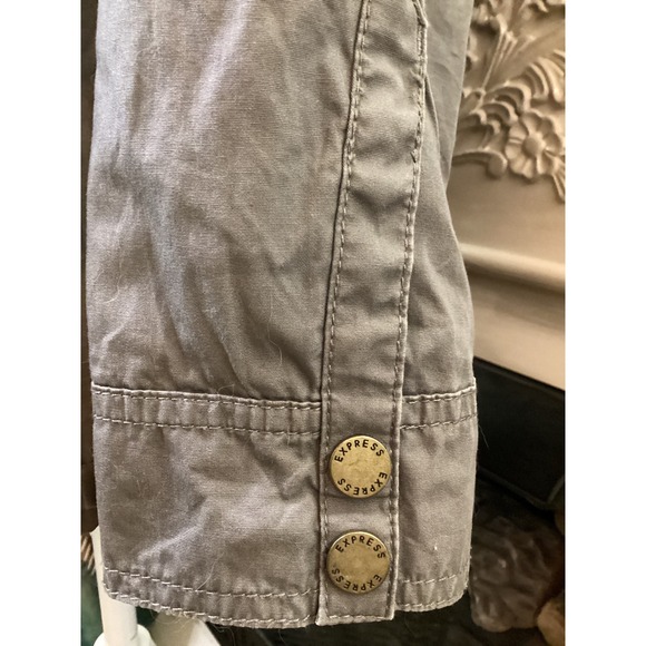 Express Utility Field Jacket Small Grey Drawstring Waist Full Zip Cargo - Picture 3 of 7